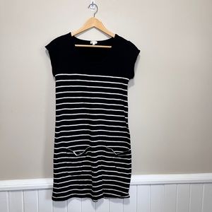 Soft Joie black and white knit striped dress